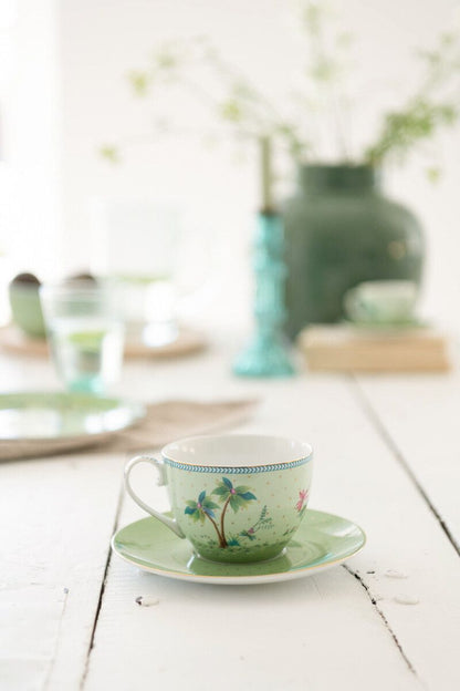 Jolie Set/2 Cappuccino Cup & Saucer Green