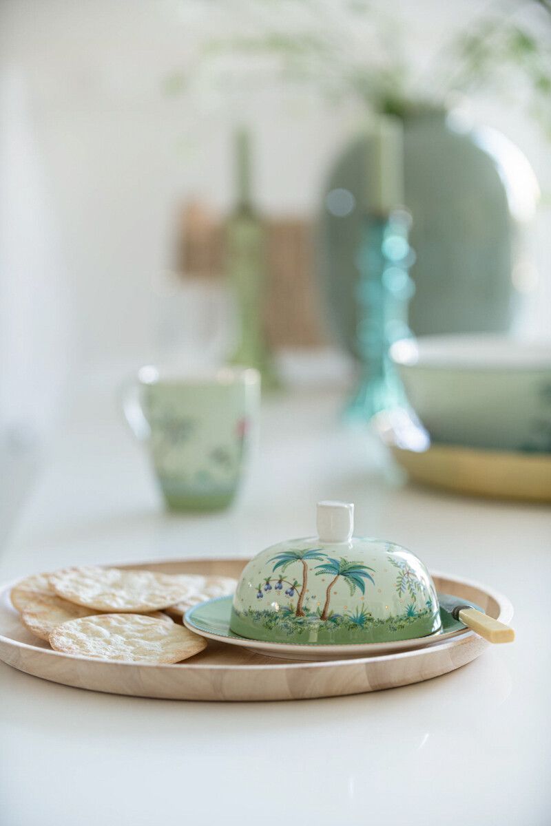 Jolie Butter Dish Round Green By Pip Studio