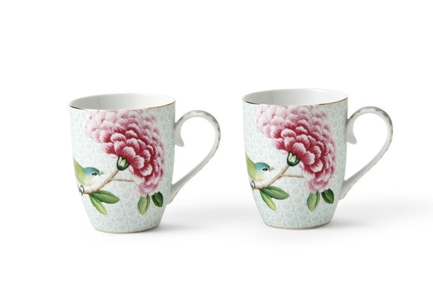 Pips Studio Blushing Birds Large White Mugs - set of 2