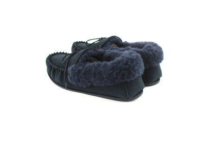 Navy Willow Moccasin slippers