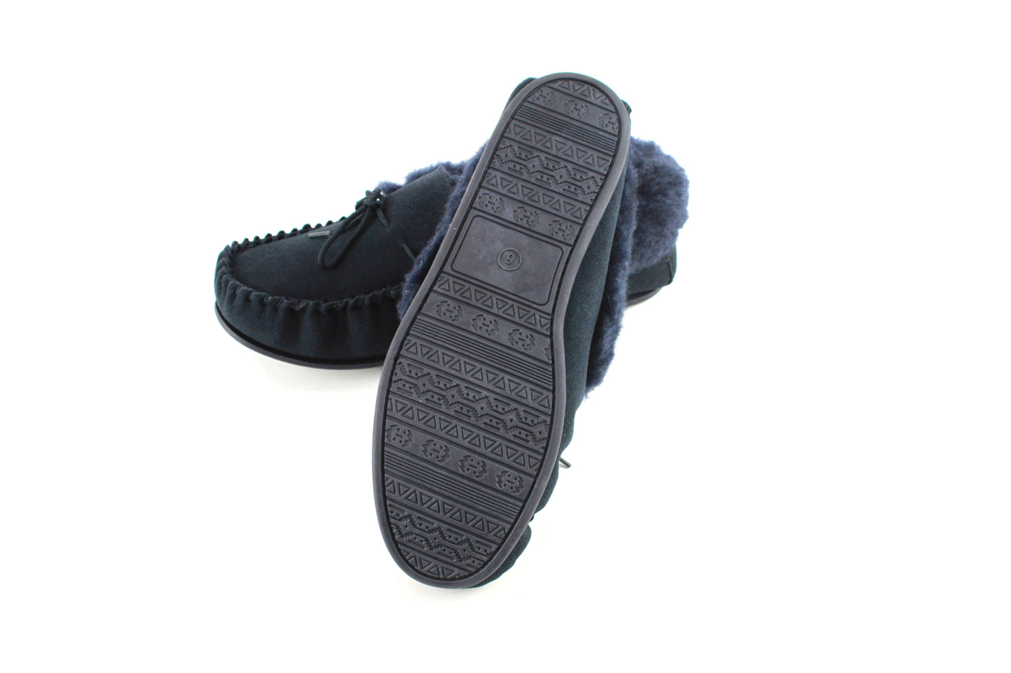 Navy Willow Moccasin slippers