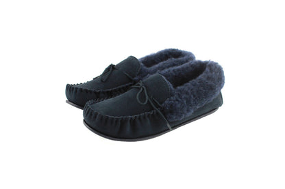 Navy Willow Moccasin slippers